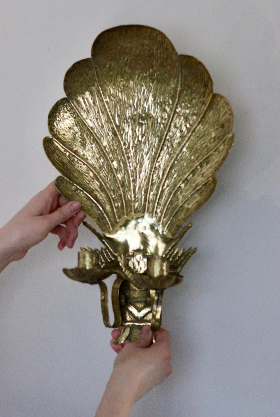 Mid Century Swedish Brass Sconce for two candles