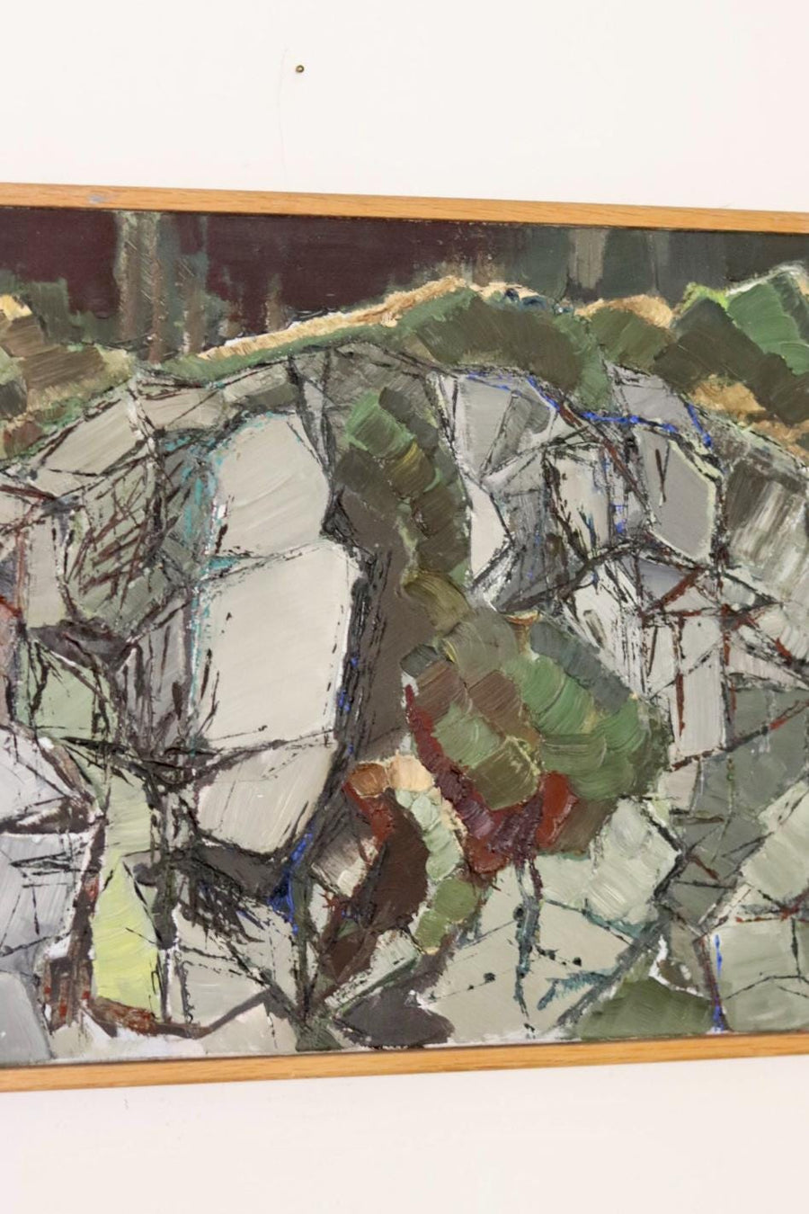 Swedish Oil On Canvas Painting "Composition in Green"