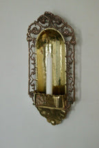 Pair of Antique Swedish Art Craft Copper & Brass Sconces