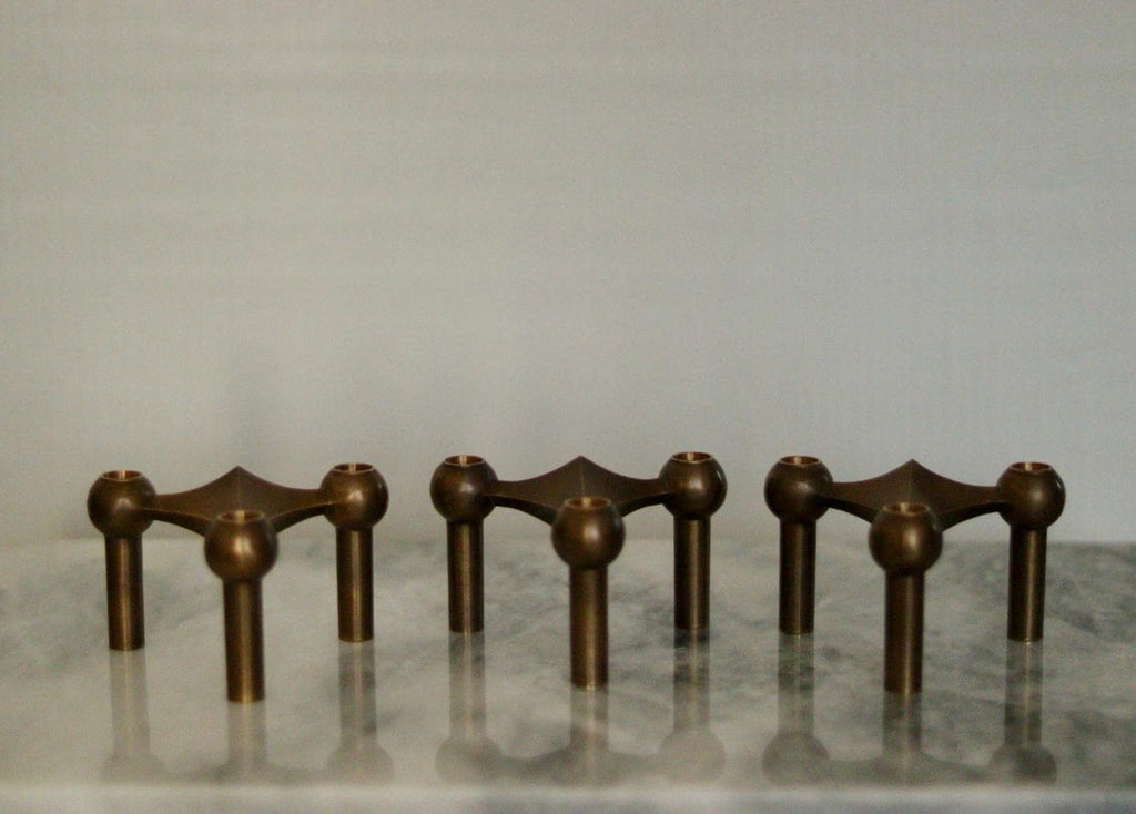 Trio of Vintage Brass Candle Holder by Stoff Nagel