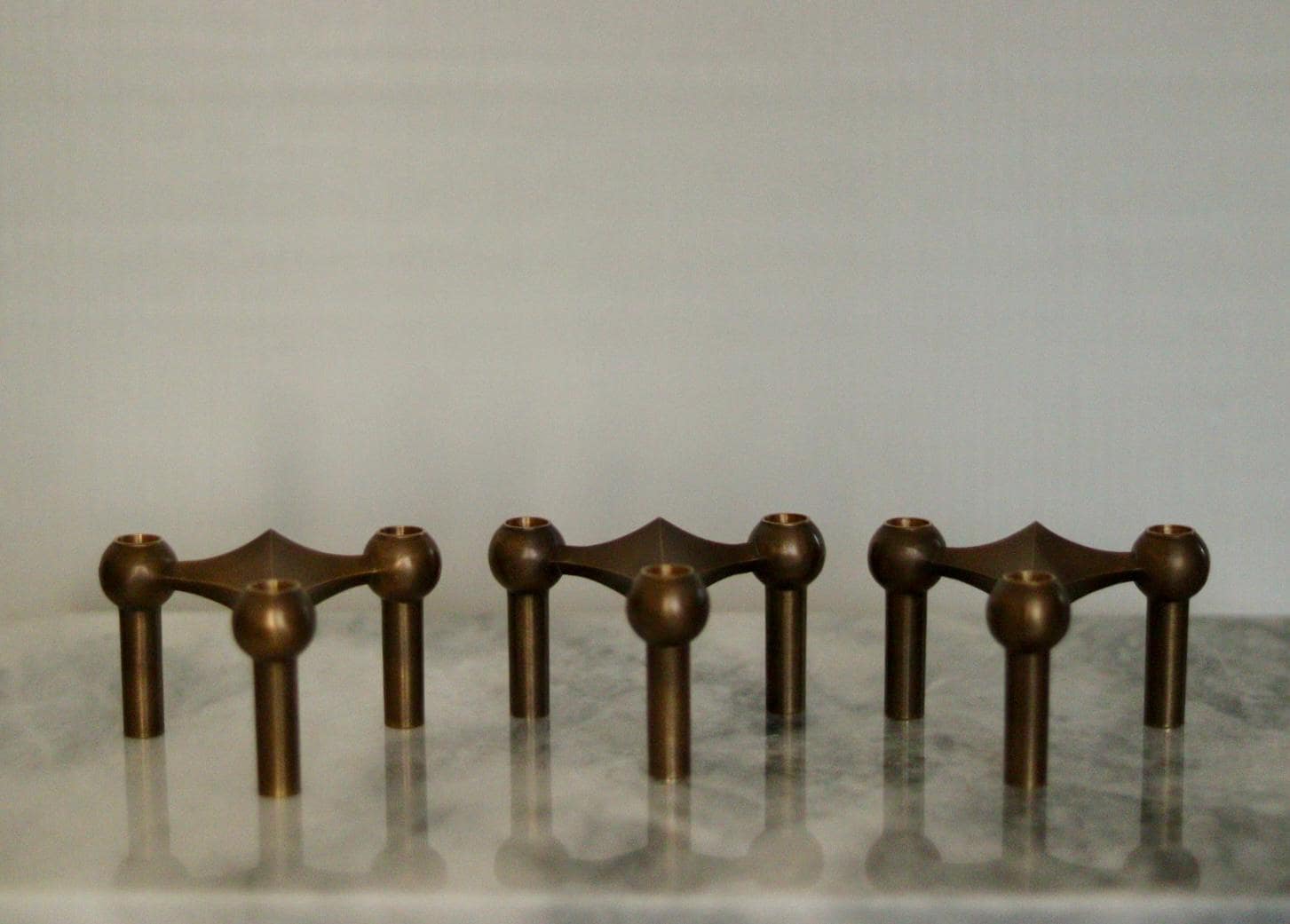 Trio of Vintage Brass Candle Holder by Stoff Nagel