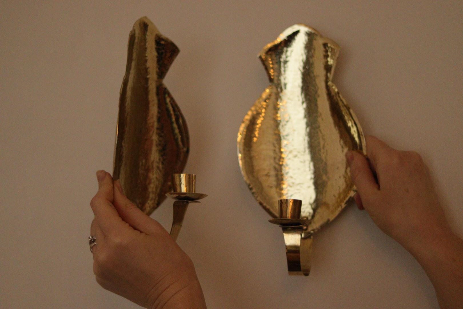 Pair of Mid Century Swedish Brass Sconces