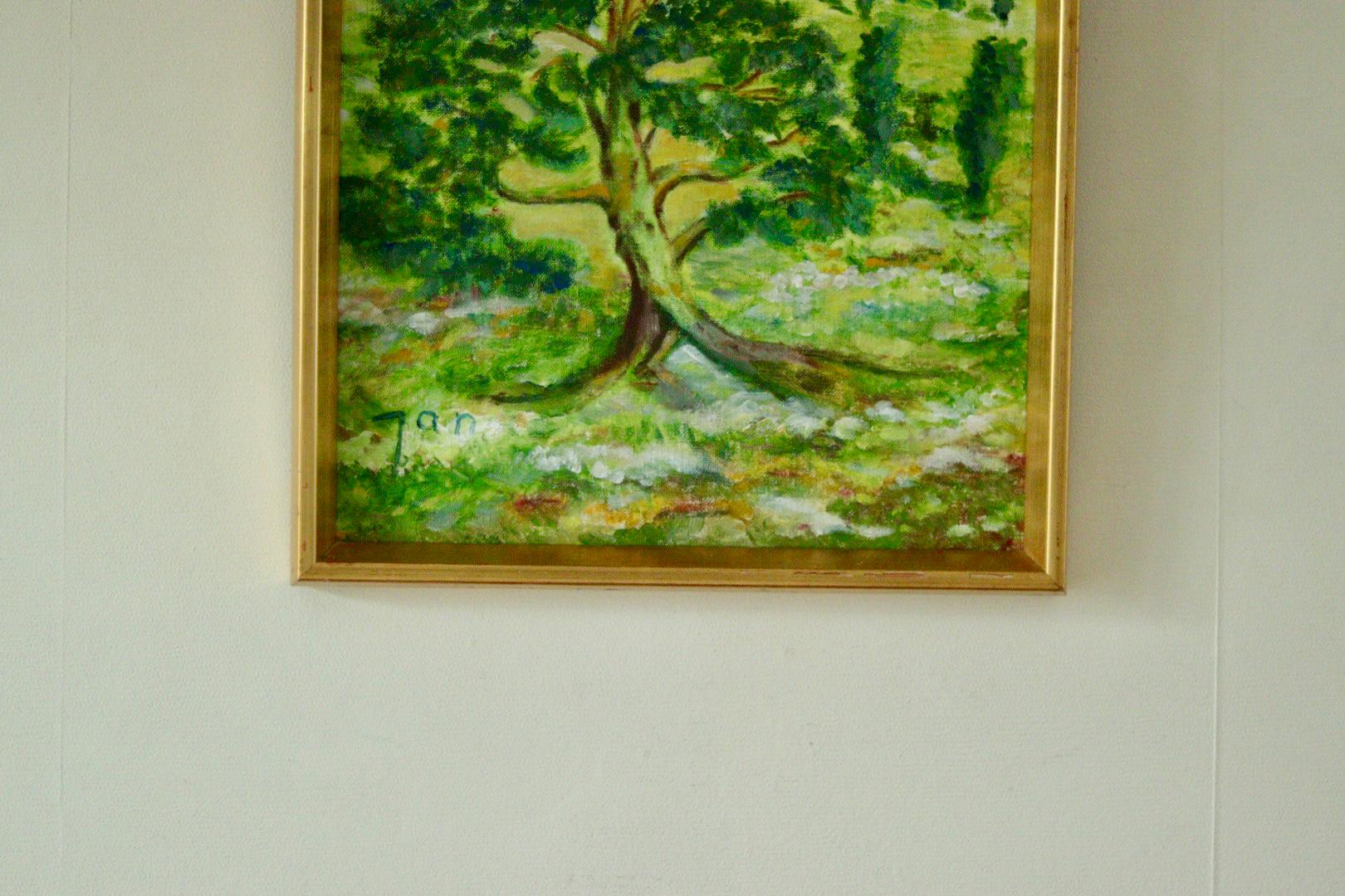 Original Vintage Oil on Panel – "Tree on Landscape" Jan