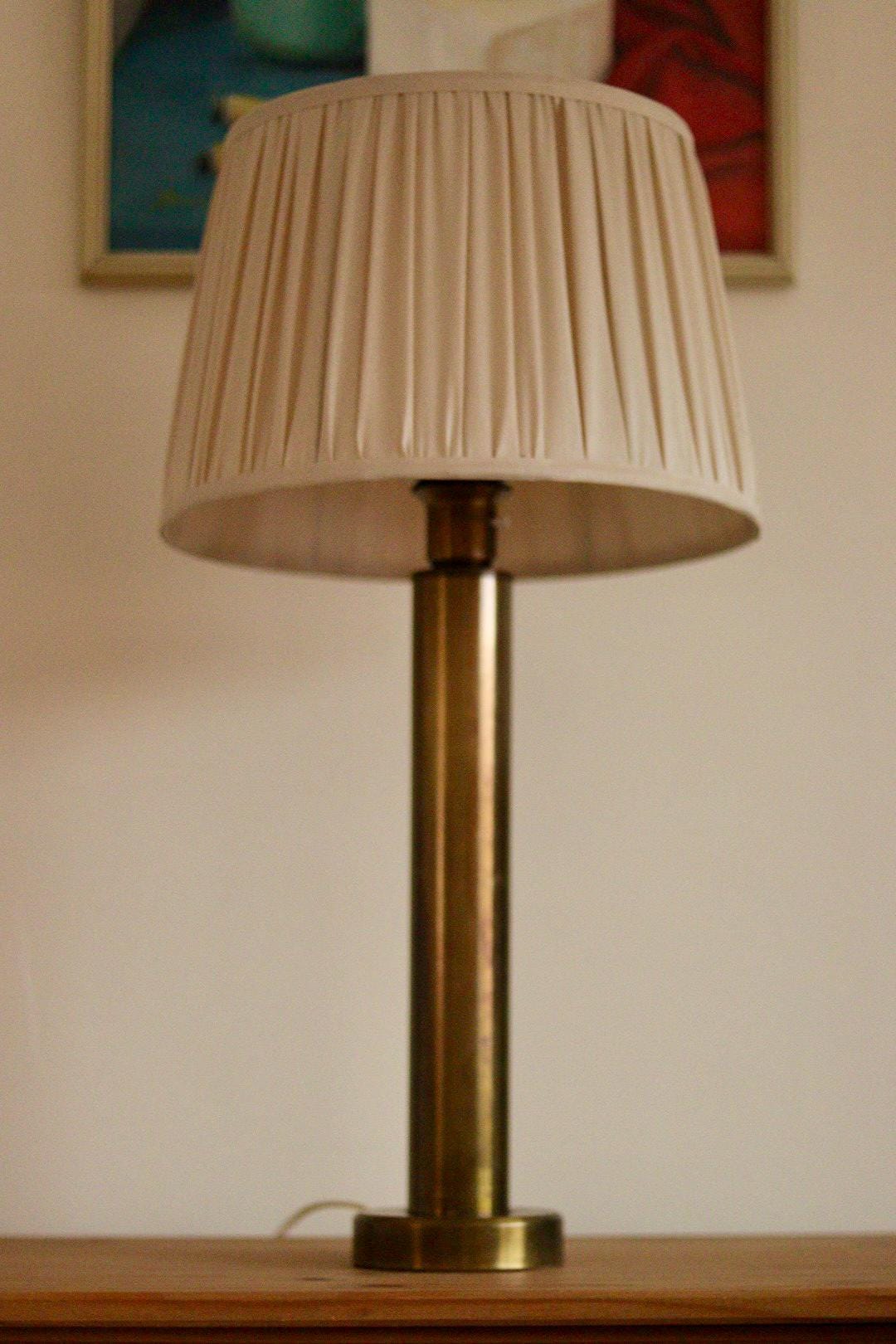 Tall Swedish Brass Bobbin lamps by Bergboms