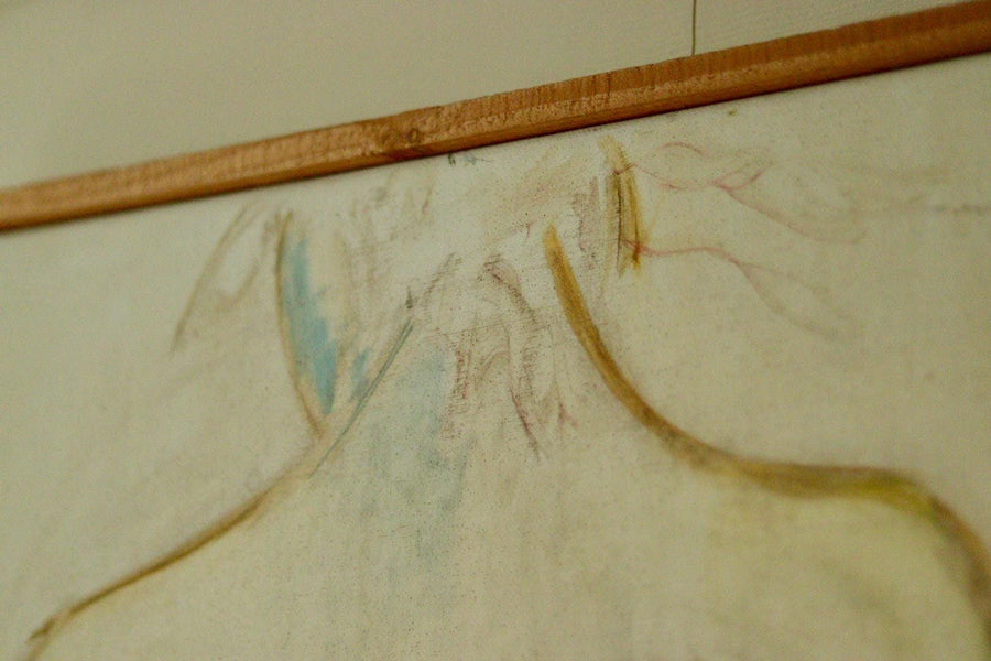 Mid-Century Original Swedish Oil on Canvas "Two People"