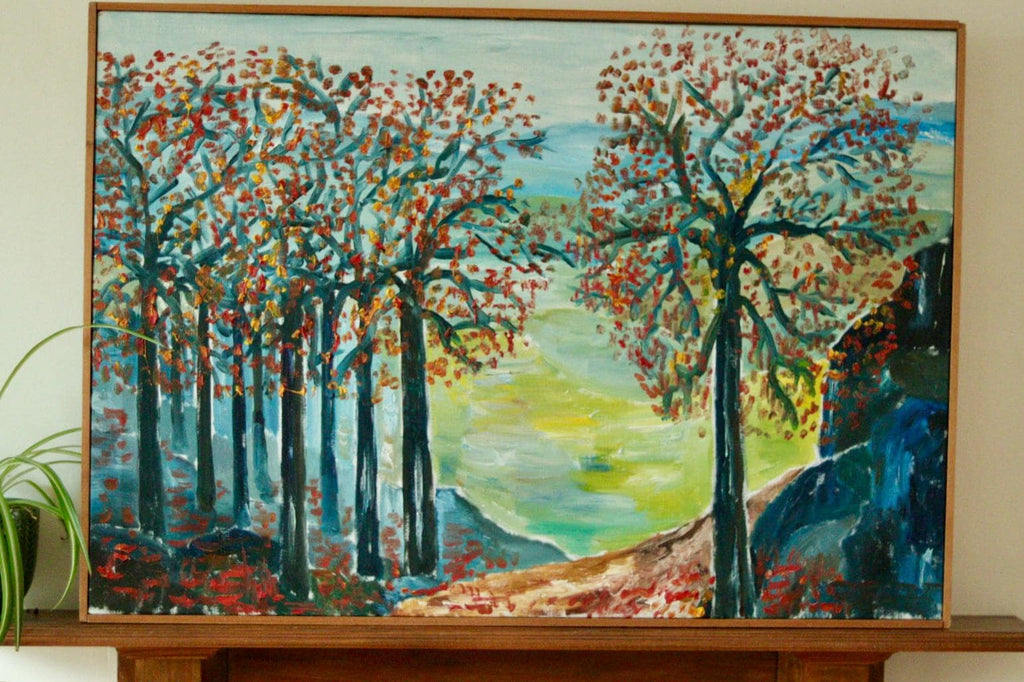 Original Swedish Vintage Oil on Canvas – "Autumn Trees"