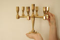 Swedish Vintage Brass Seven Arm Candelabra By Gusum