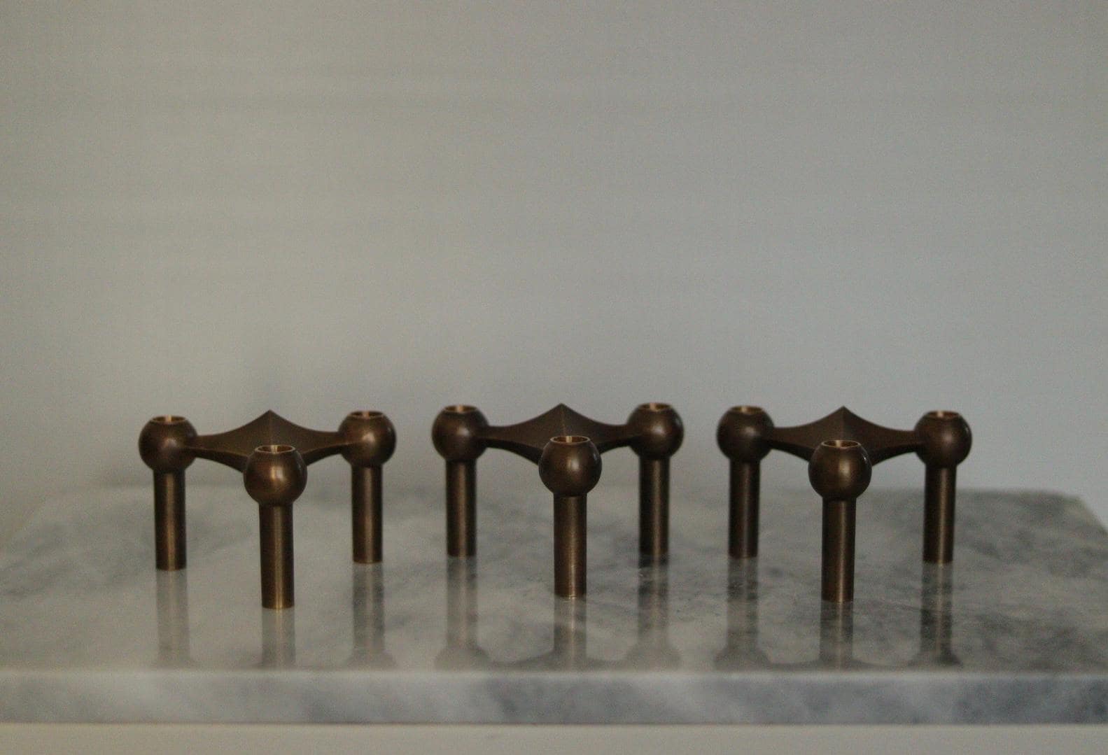 Trio of Vintage Brass Candle Holder by Stoff Nagel