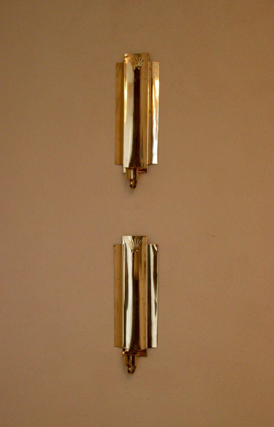 Pair Of Mid Century Swedish Brass Sconces