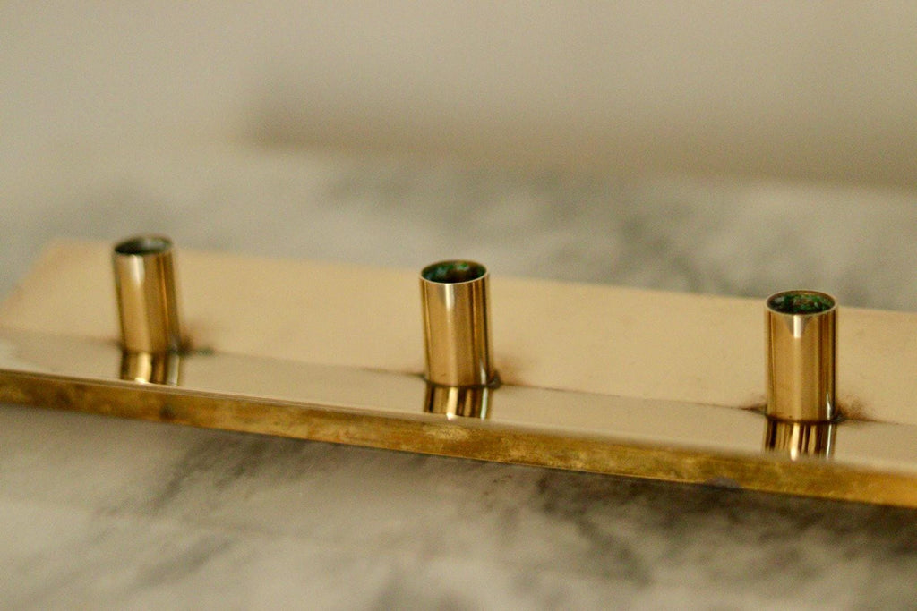 Mid-Century Swedish Brass Candelabra by Pierre Forsell for Skultuna