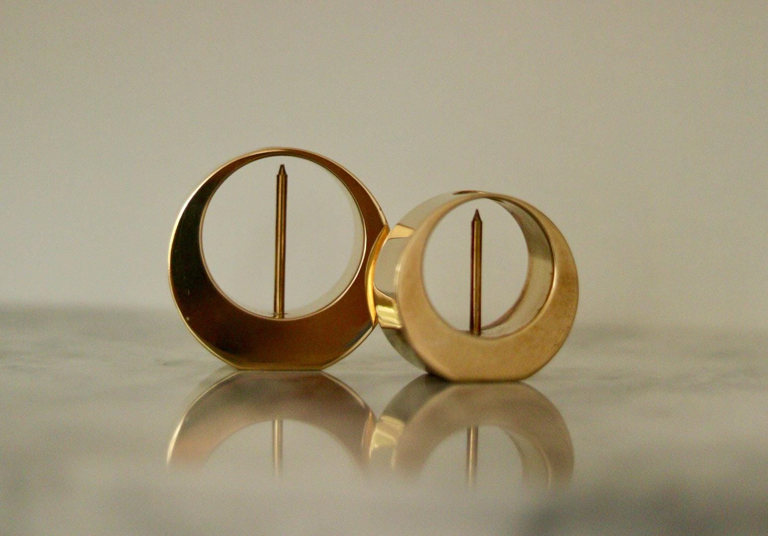 Pair of Mid-Century Swedish Brass Candle Holders by ARTHUR PE, Kolbäck