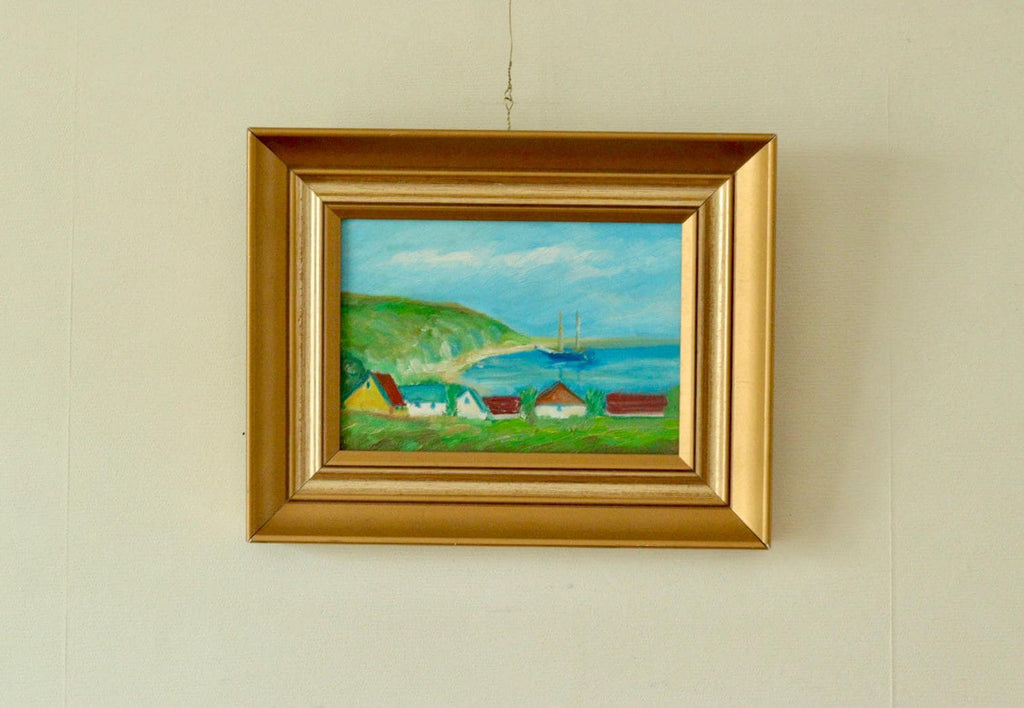 Original Vintage Landscape Painting on Panel – Hans Hansen