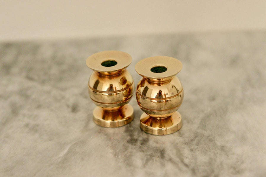 Pair of Mid-Century Swedish Brass Candle Holders