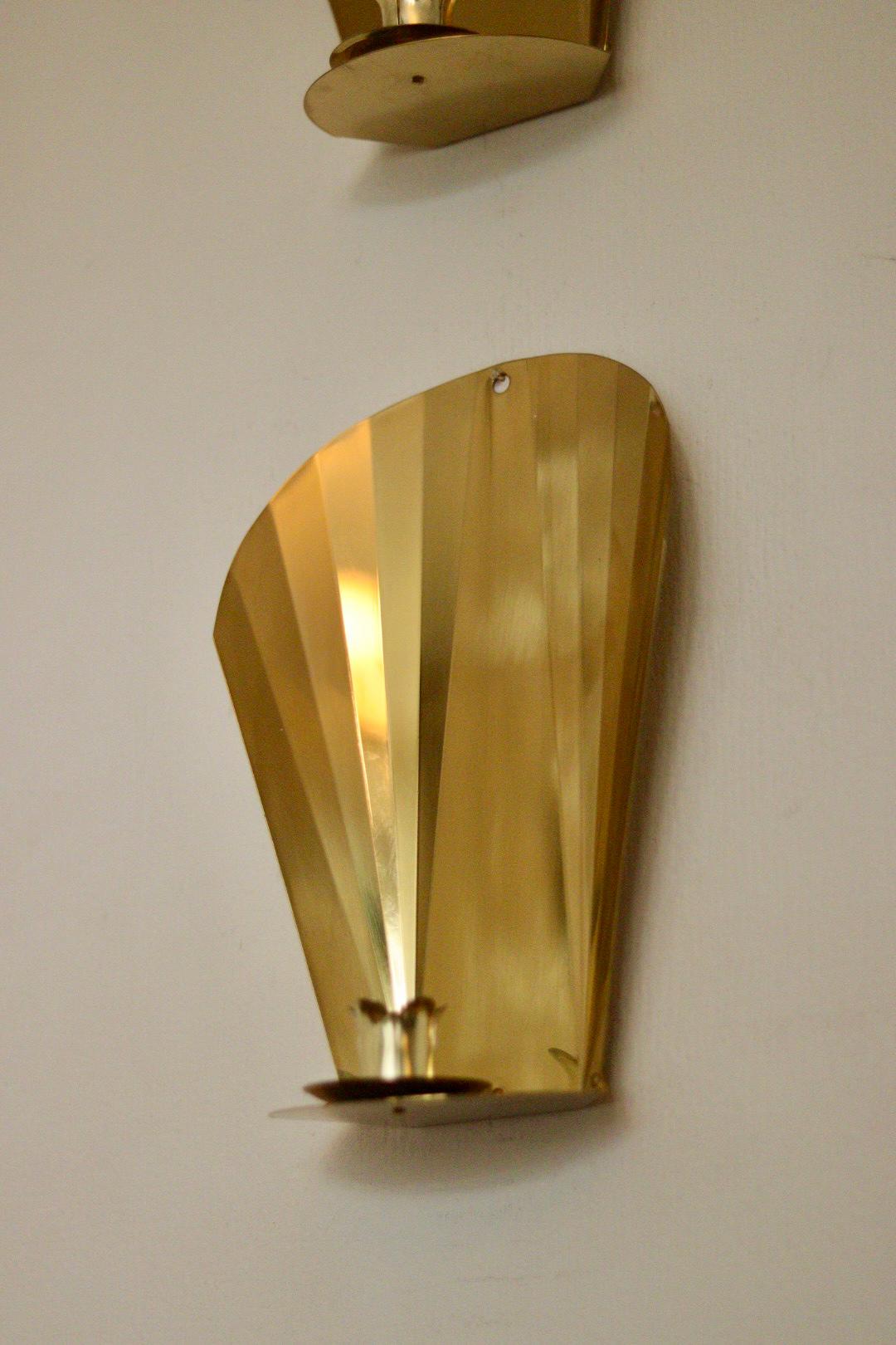 Pair Of Vintage Swedish Brass Sconces