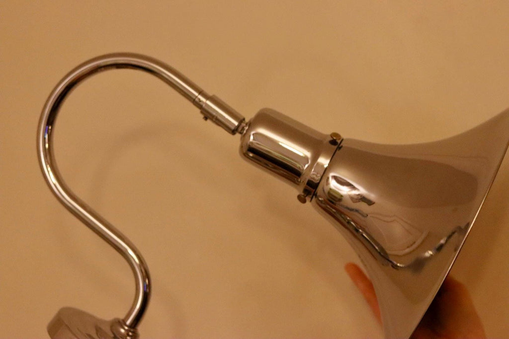 Danish 1960's Pair of Statement Trump Shape Lights in Chrome, designed by Börje Claes for Norlett Elit.