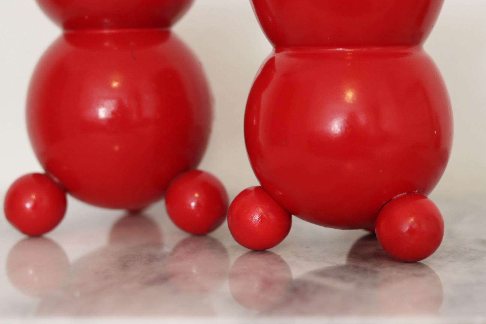 Pair of Swedish Dala Ball Candle holders