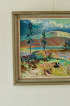 Original Mid Century Oil on Panel – “Landscape with Mountain”