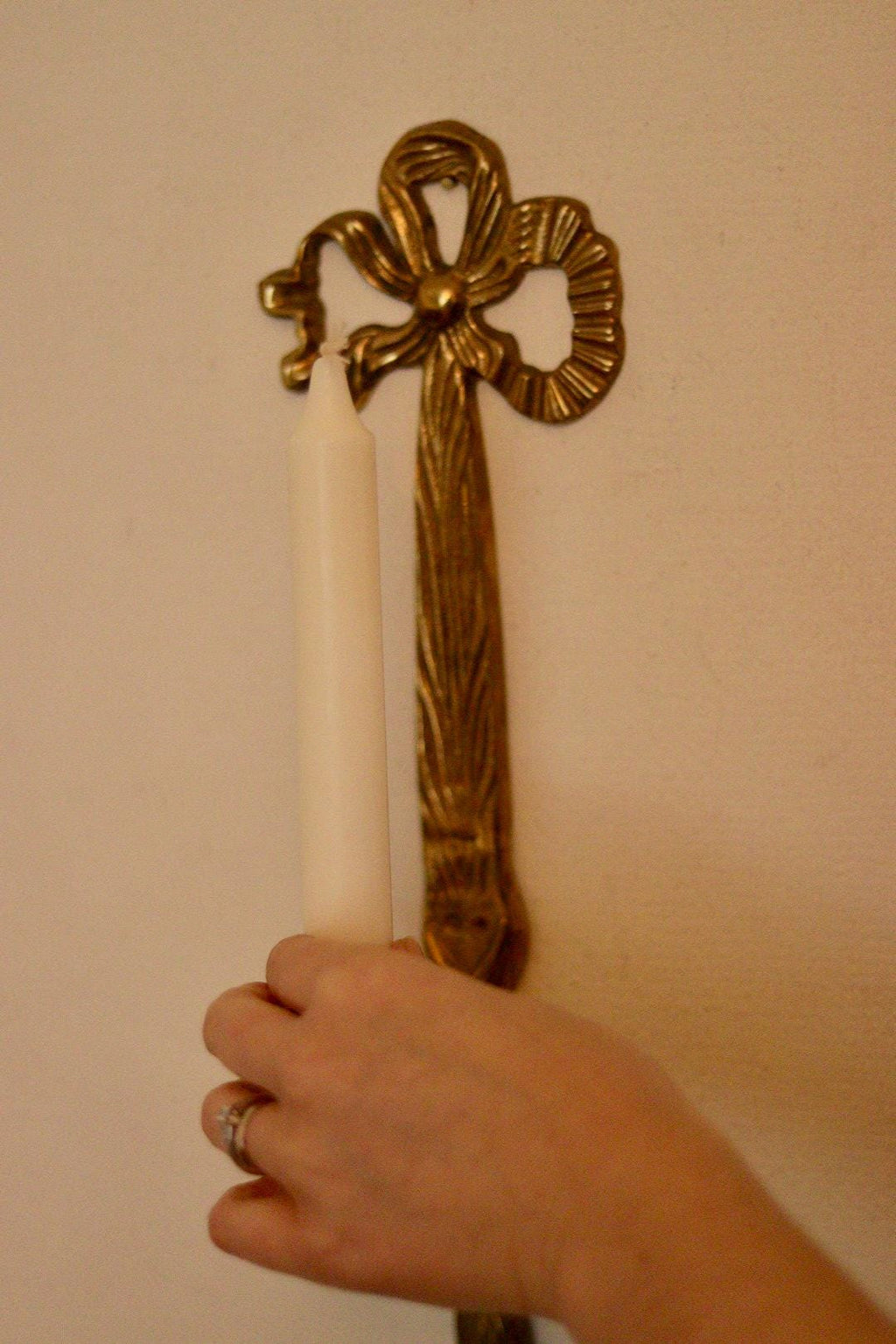 Pair Of Mid Century French Brass Bow Sconces