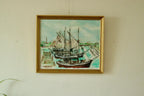 Original Mid-Century Oil on Canvas – “At The Dock”