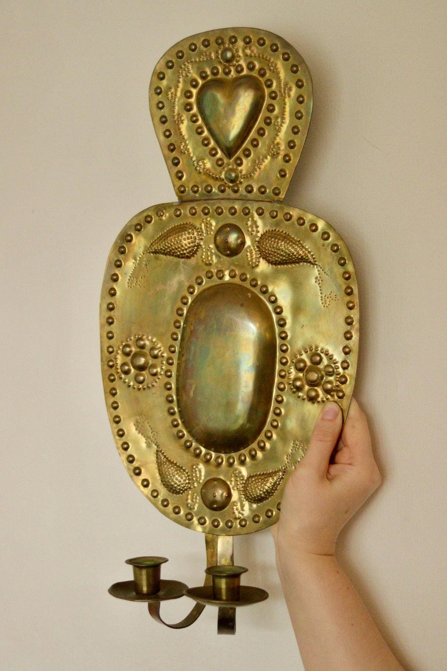 Pair Of Large Mid Century Swedish Brass Sconces