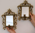 Pair of Swedish Brass Sconces with Mirror