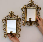 Pair of Swedish Brass Sconces with Mirror