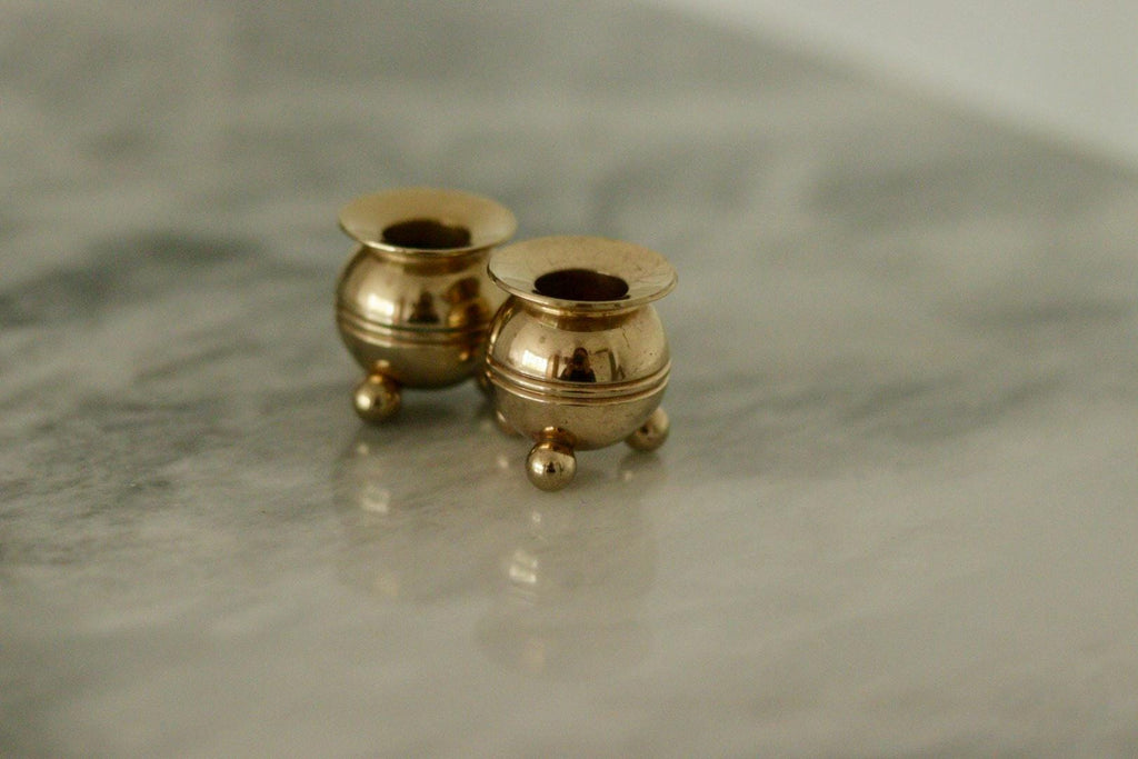 Pair of Mid-Century Swedish Brass Candle Holders by Skultuna
