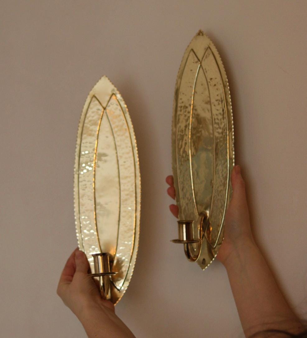 Pair of Mid-Century Swedish Brass Sconces