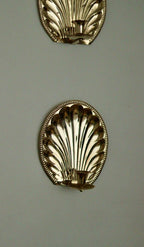 Pair of Vintage Brass Sconces with Scallop Detail