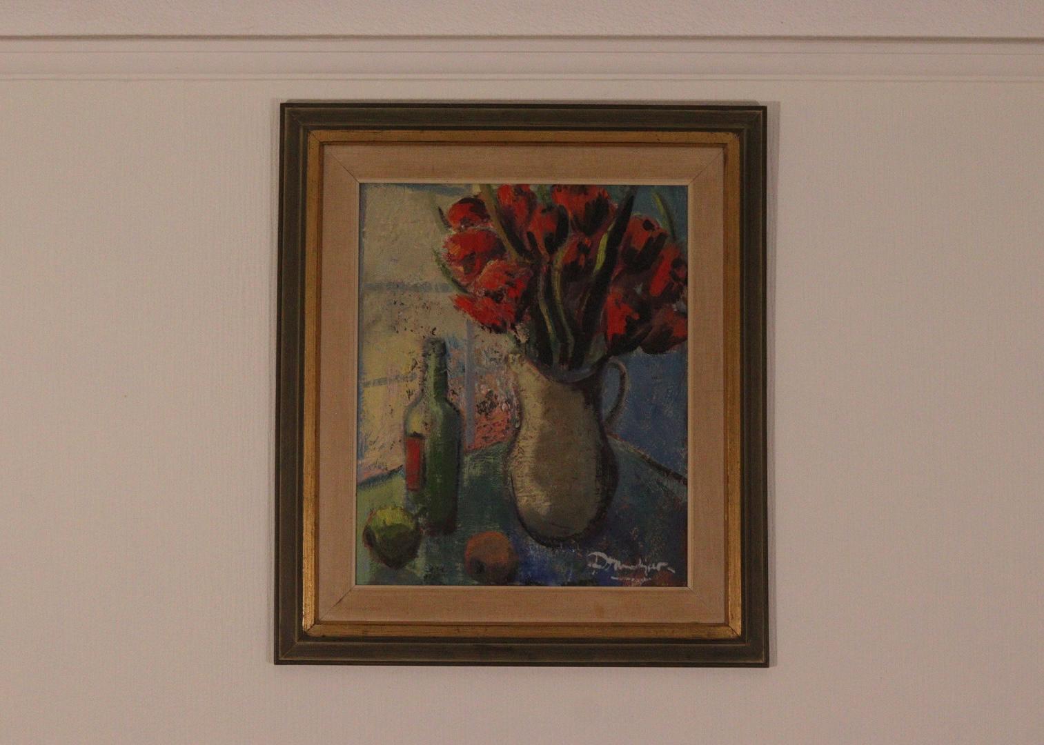 “Red Bouquet and Wine Bottle
