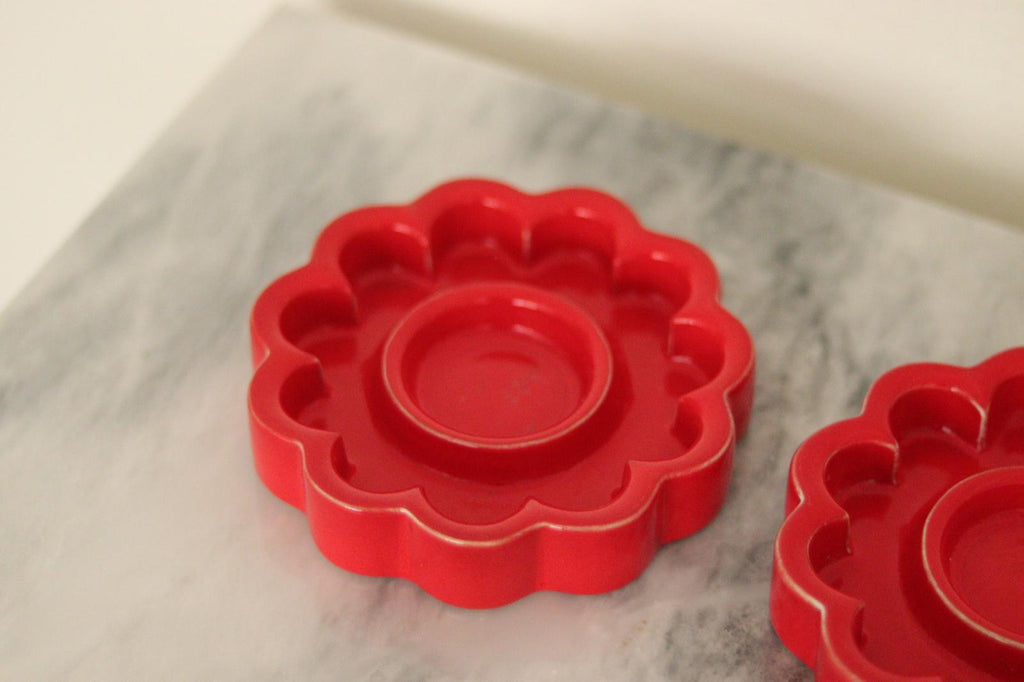 Pair of Red Swedish candle holder designed by Gustavsberg