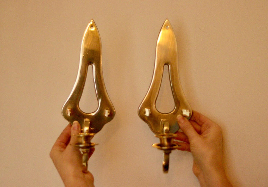 A Pair of Vintage Brass Sconces