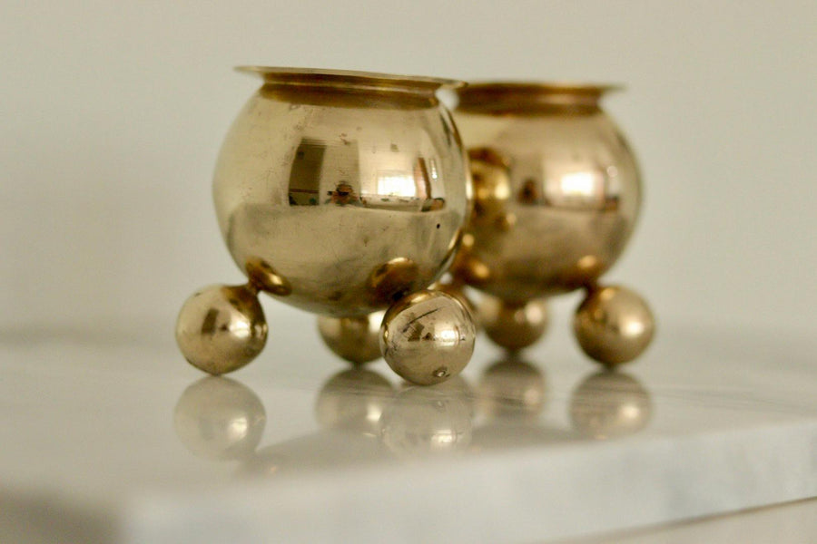 Pair of Mid-Century Swedish Brass Candle Holders