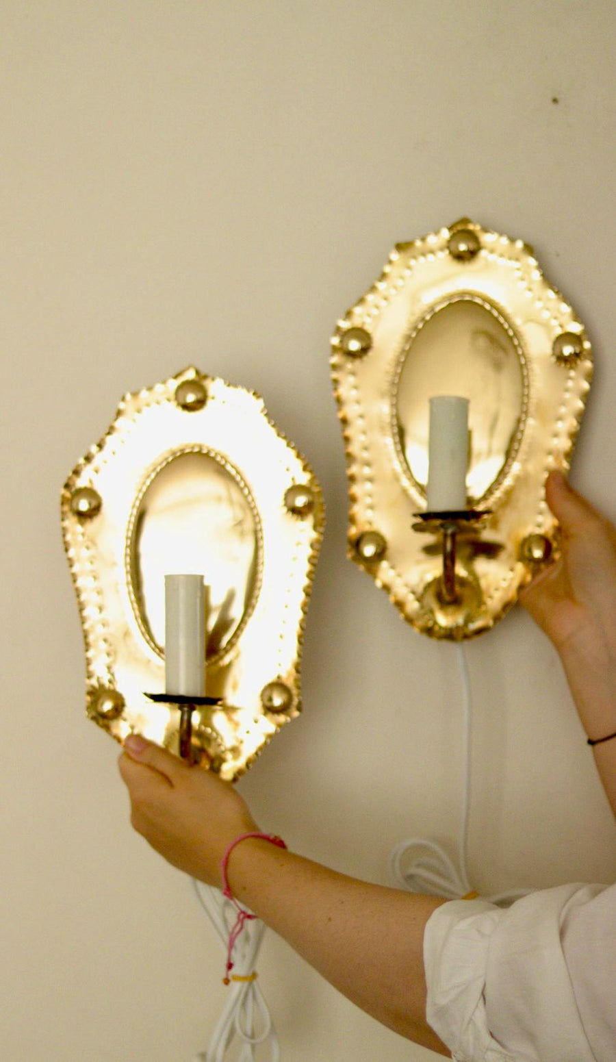 Pair of Swedish Mid-century Brass Sconces