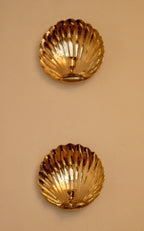 Pair of Mid-Century Brass Scallop Shell Sconces