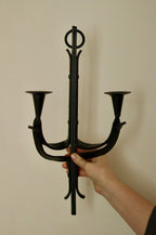 Vintage Wrought Iron Sconce with Black Coating