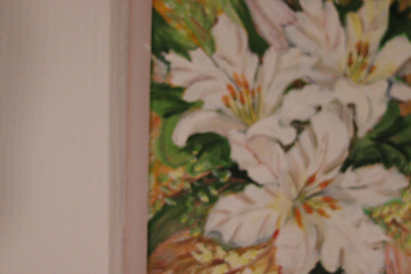 Original Mid-Century Swedish Oil On Panel – White Lilies