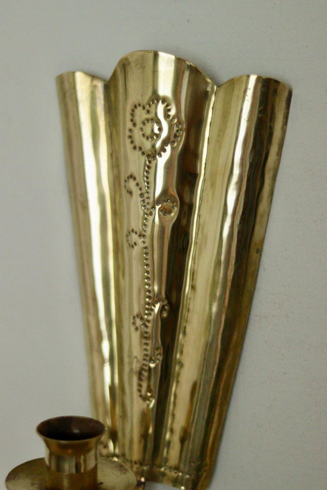 Pair of Vintage Brass Swedish Sconces