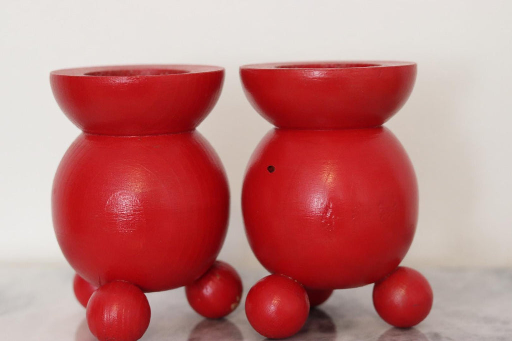 Pair of Swedish Dala Ball Candle Holder