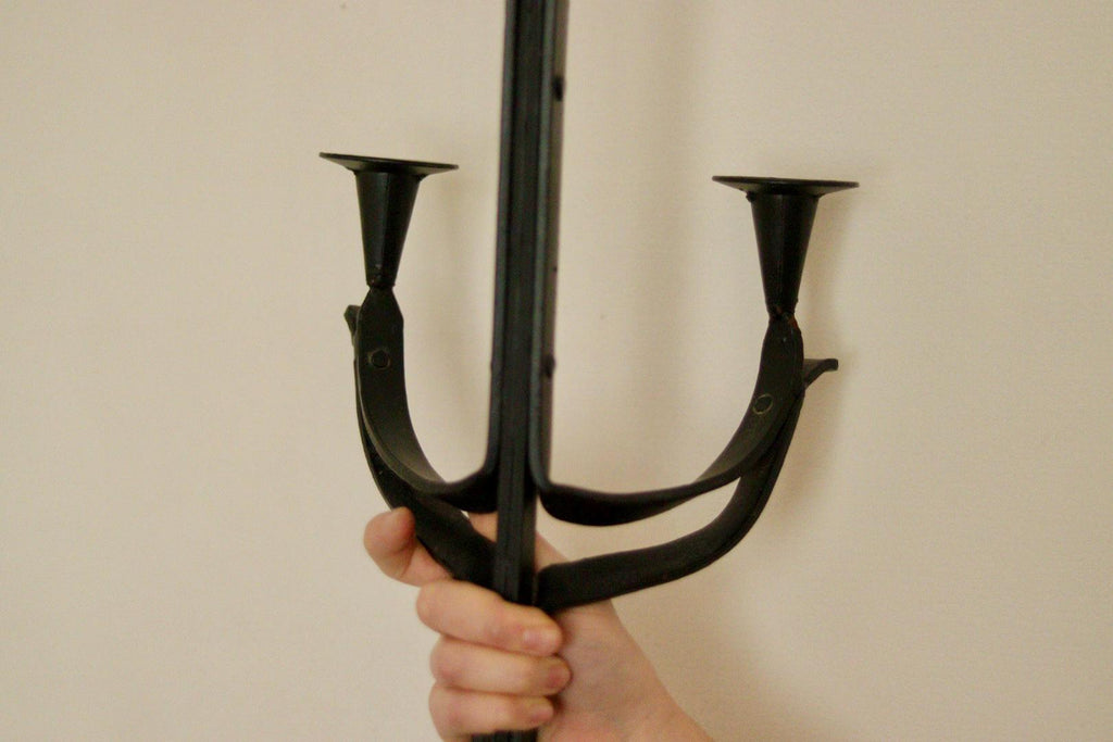 Vintage Wrought Iron Sconce with Black Coating