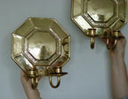 Pair of  Swedish Brass Octagonal Sconce with double arm Design
