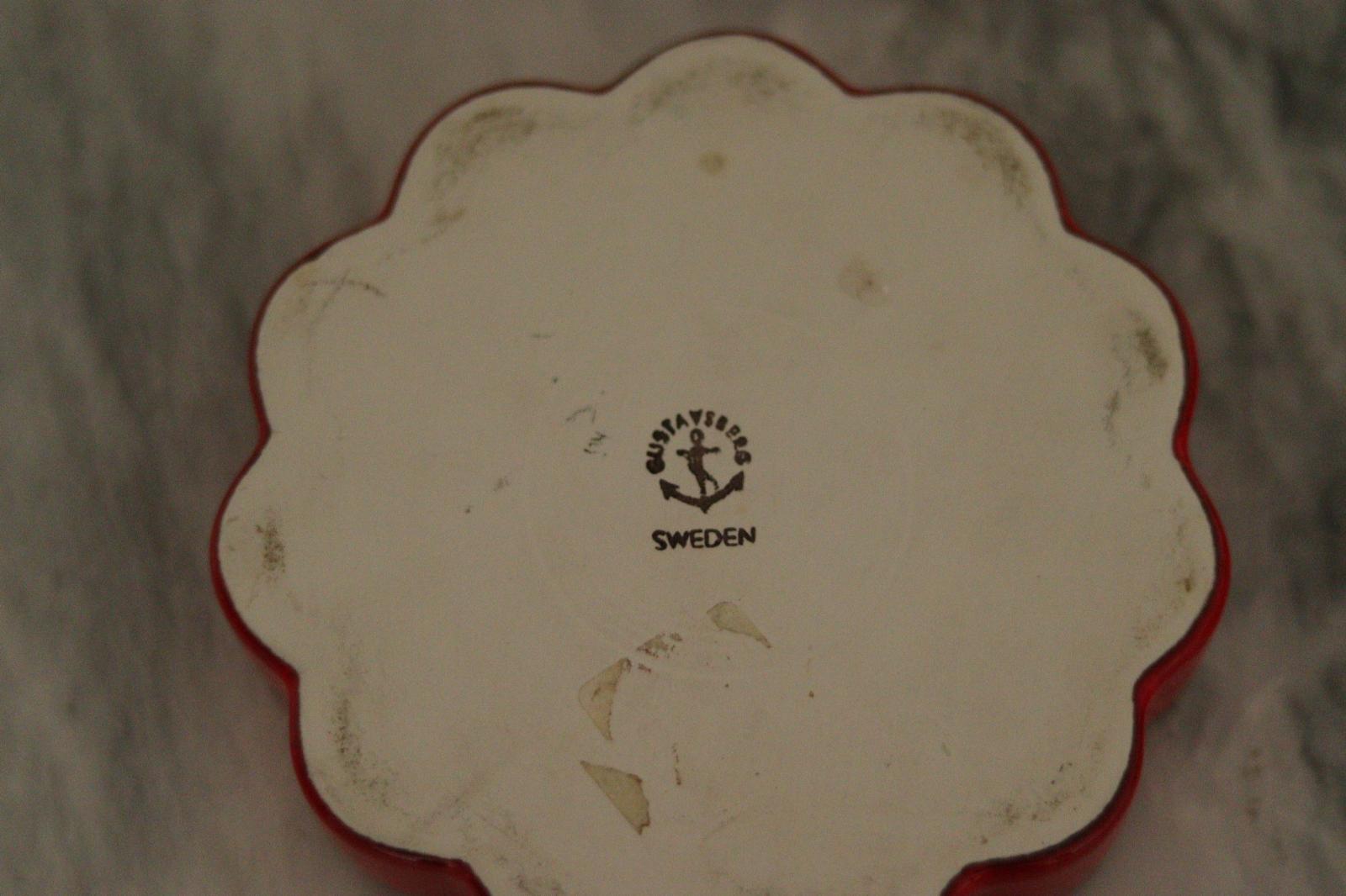 Pair of Red Swedish candle holder designed by Gustavsberg