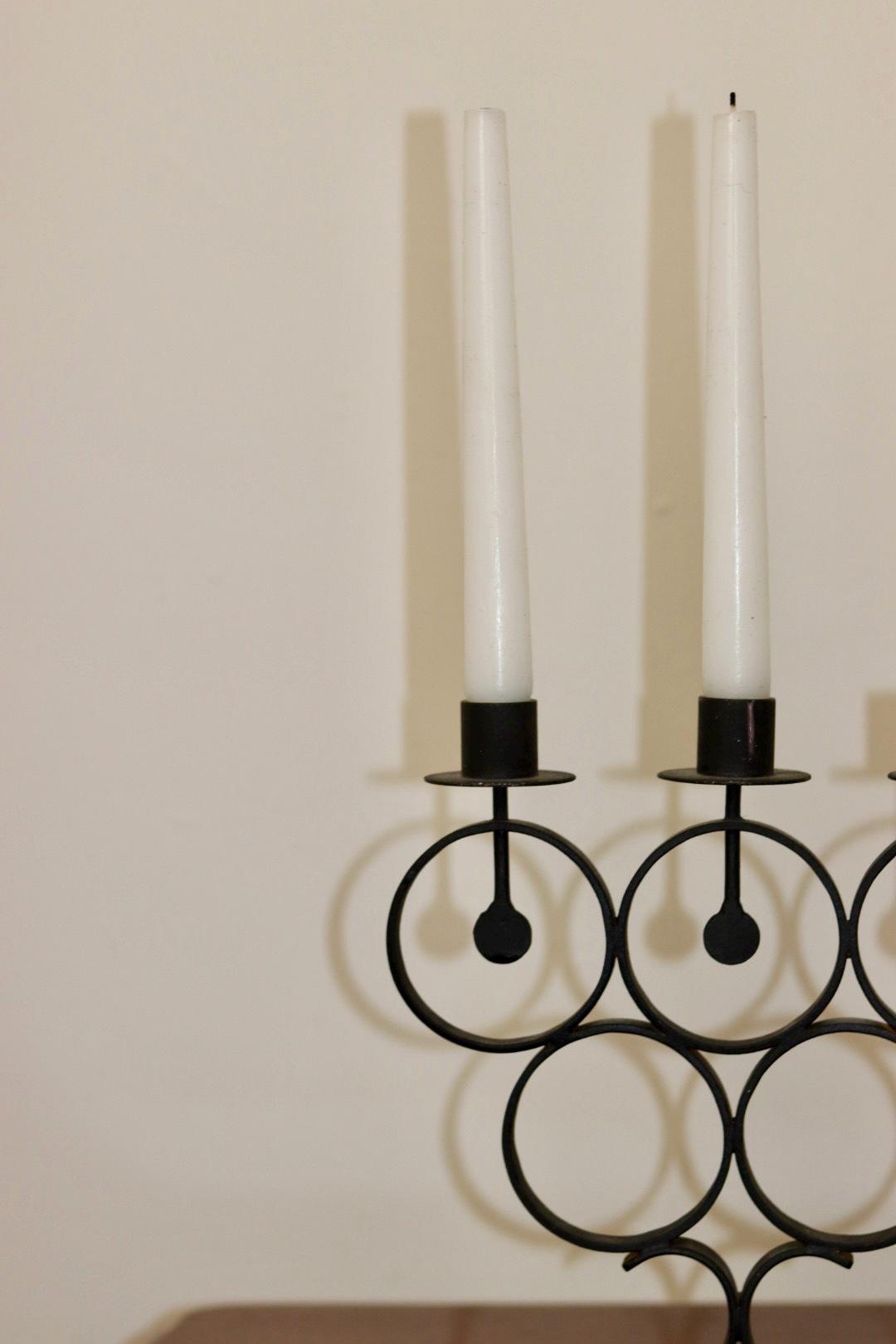 Vintage Metal Candelabra with Black Coating