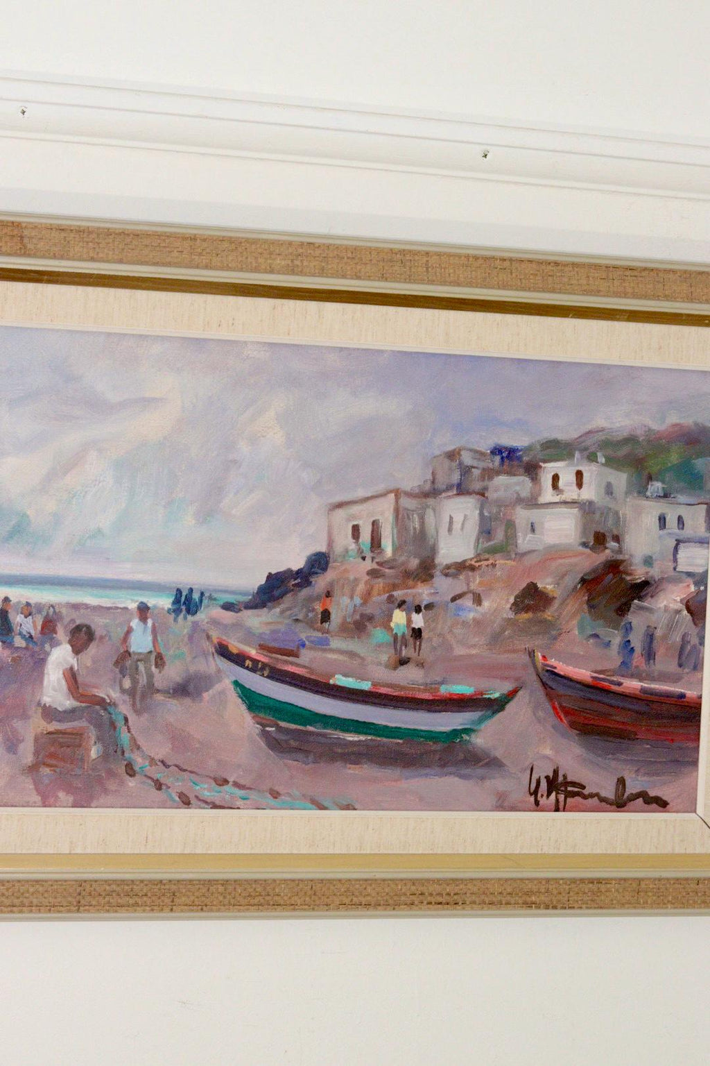 Mid-Century Original Swedish Oil on Canvas "Mediterranean"