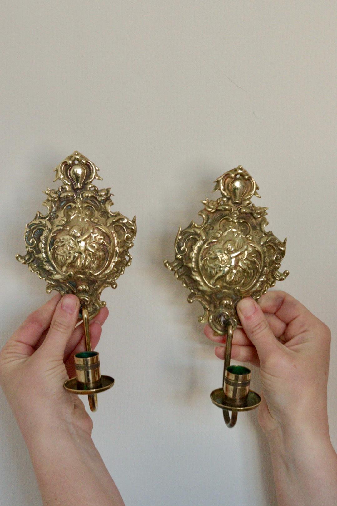 Pair of Mid-Century Brass Swedish Sconces by Arvika