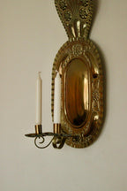 X-Large Mid-Century Swedish Brass Baroque Sconce with Double Arm Design