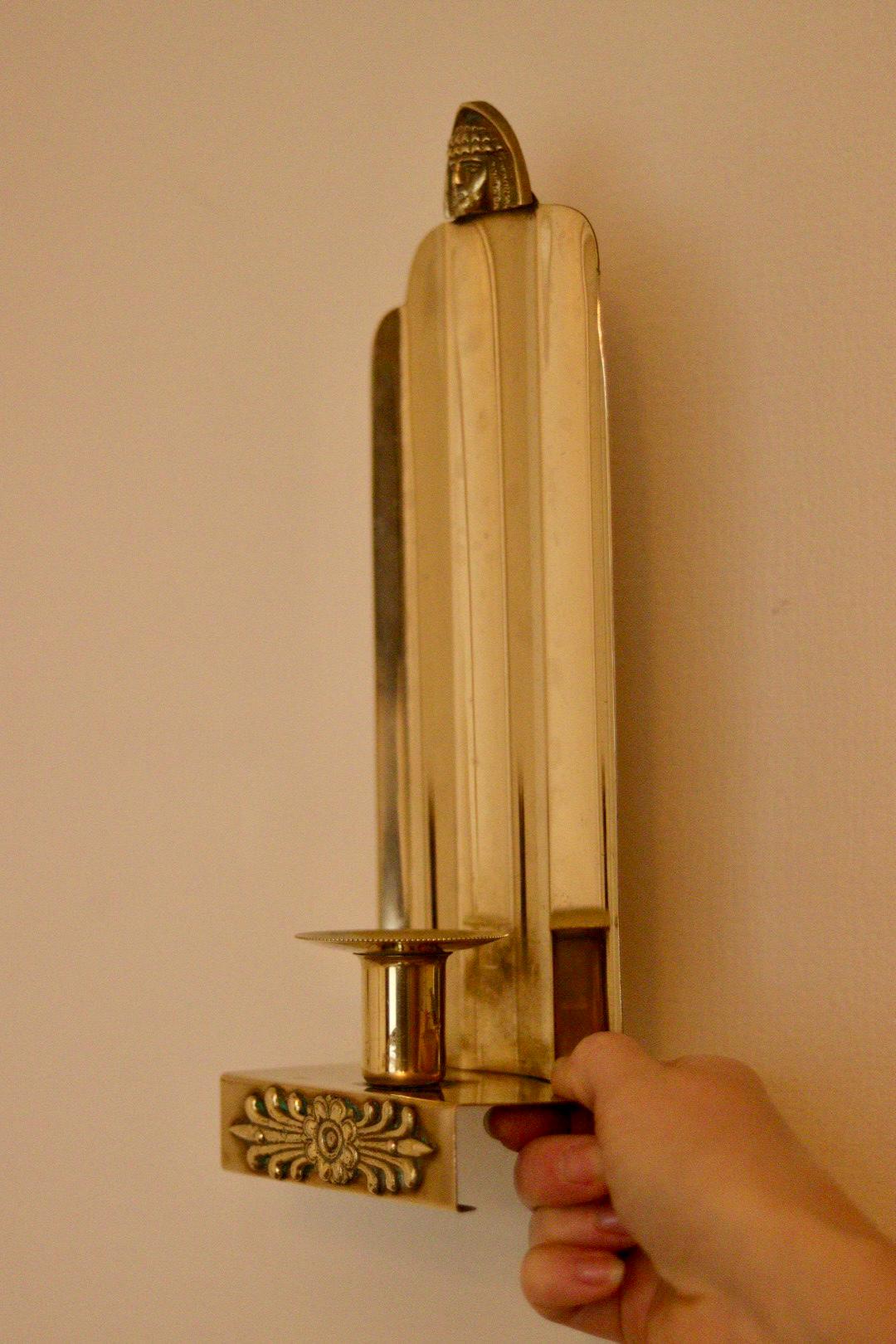 SINGLE Mid Century Swedish Brass Sconce