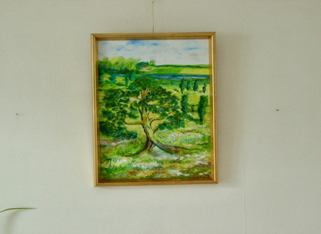 Original Vintage Oil on Panel – "Tree on Landscape" Jan