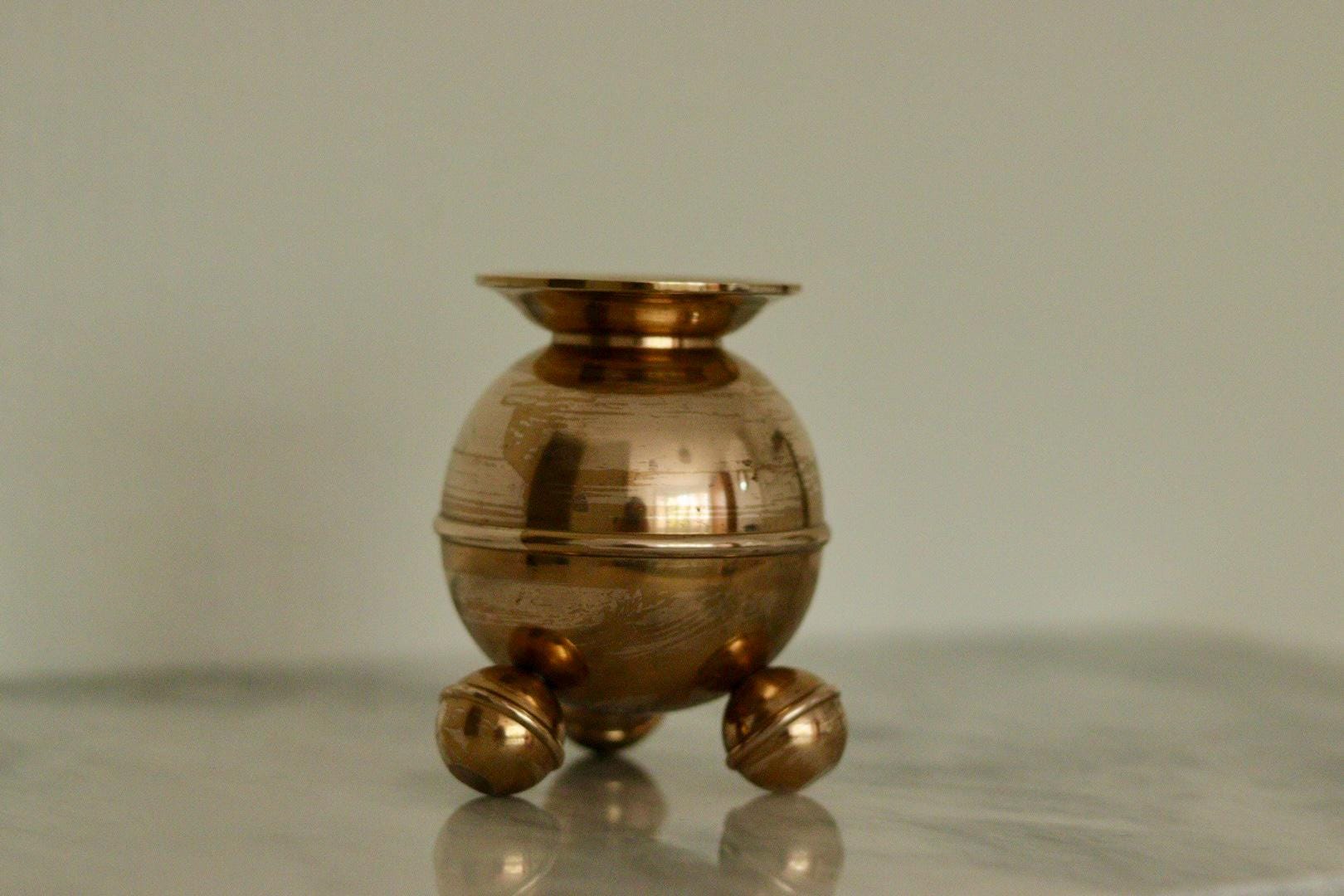 Pair of Mid-Century Swedish Brass Candle Holders