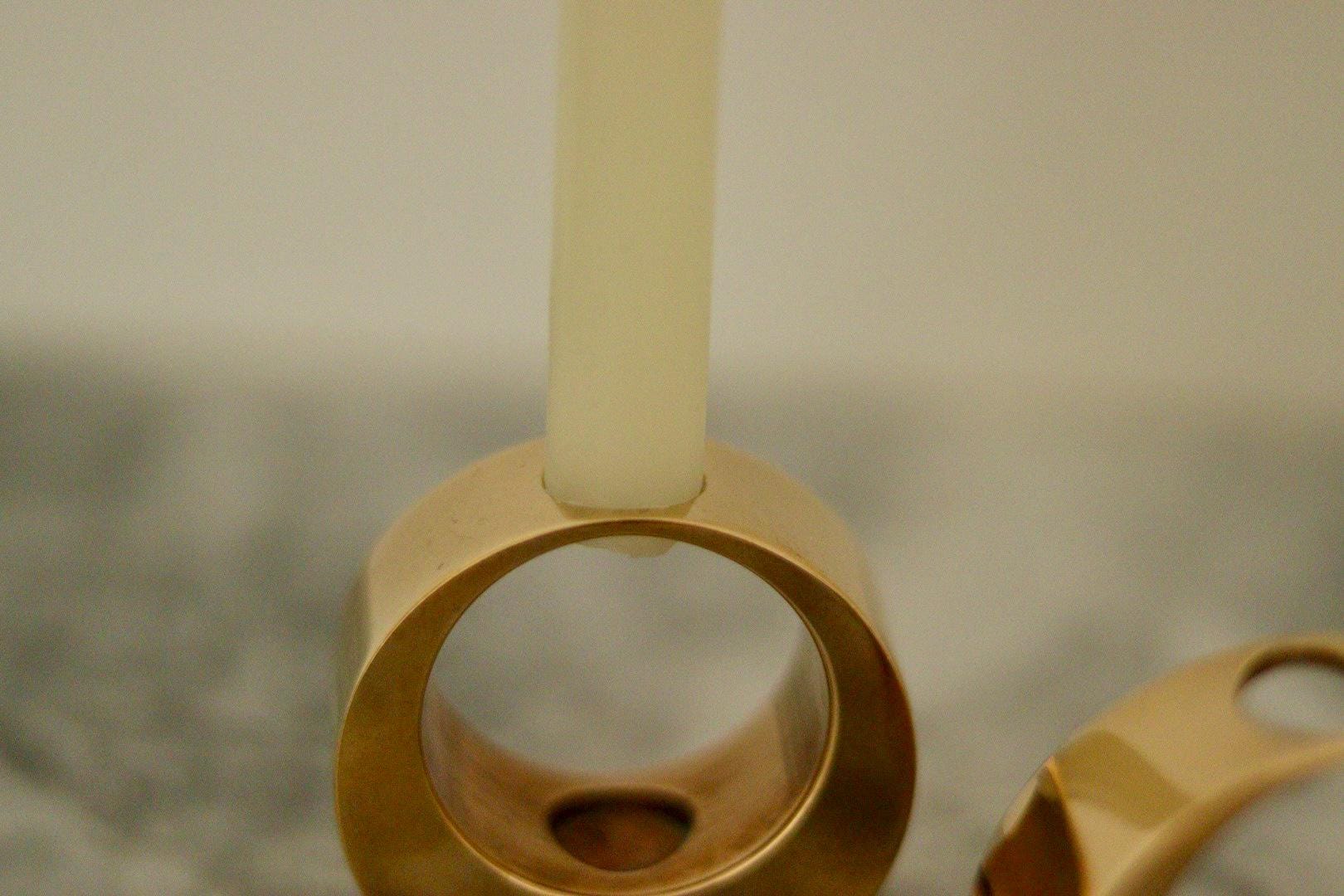 Pair of Mid-Century Swedish Brass Candle Holders by ARTHUR PE, Kolbäck